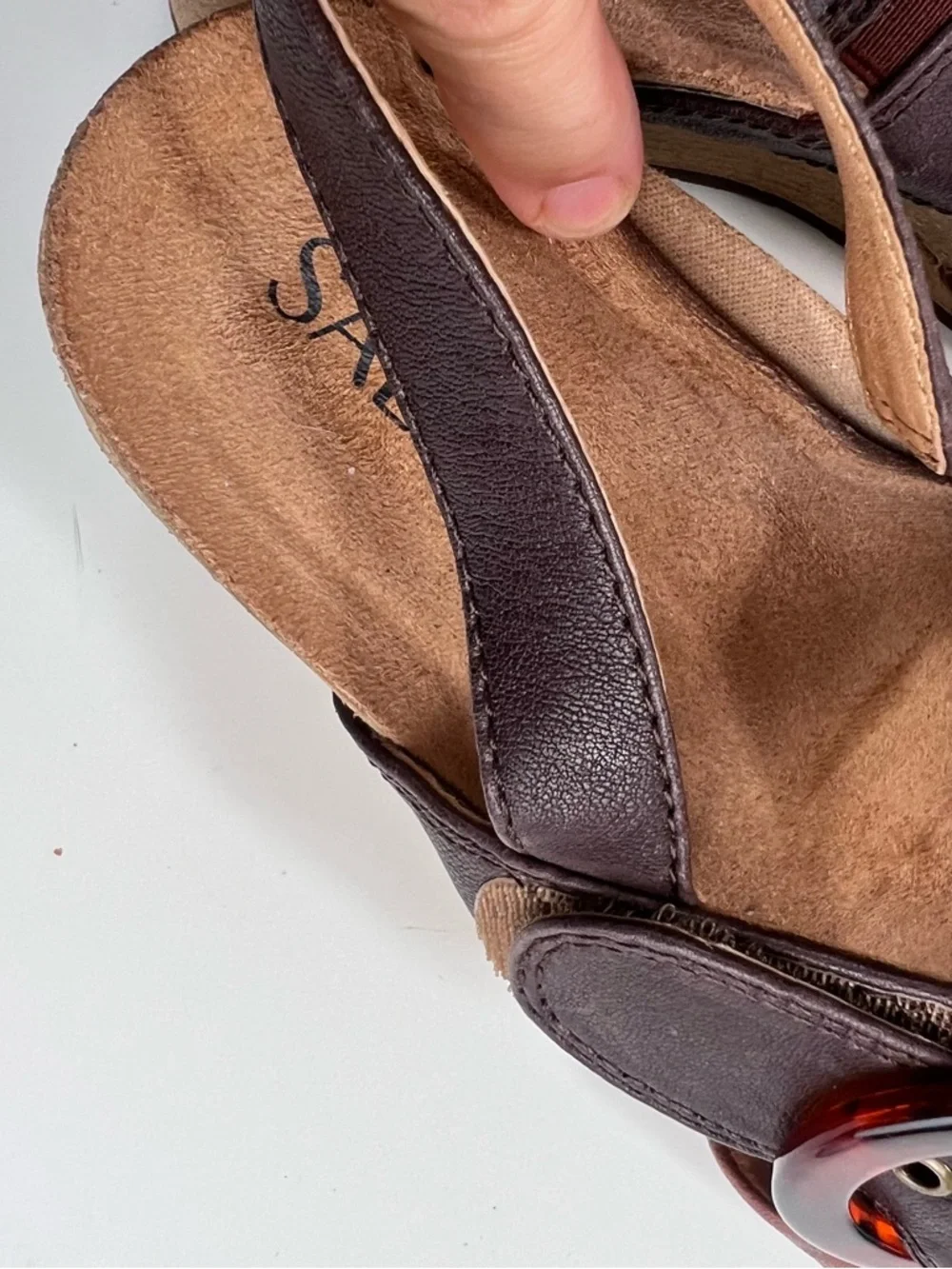 Salvia Cork Wedge Sandals Size 42 Brown Tortoise Shell Buckle Chunky